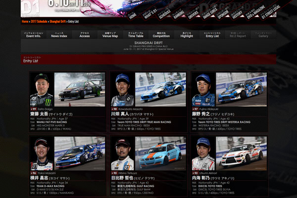 上海エントリーリスト